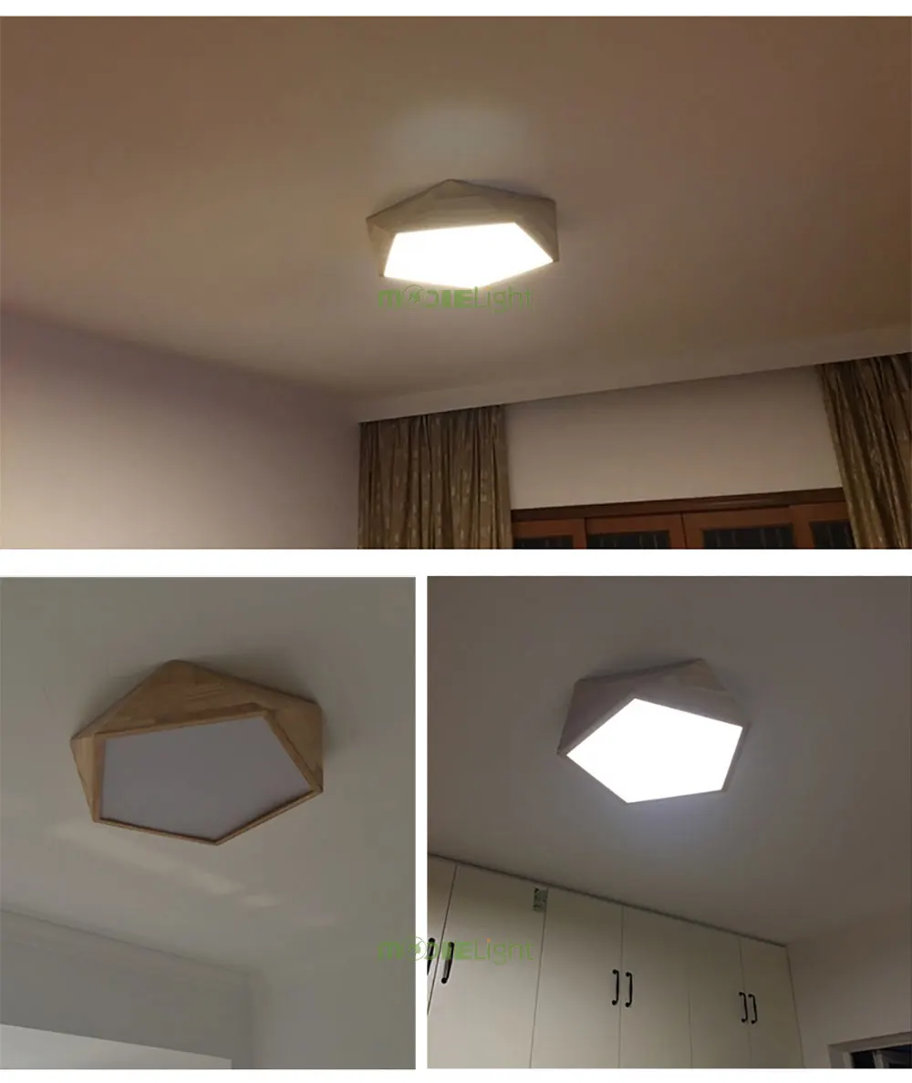 Mooielight Creative Wood Geometric LED Ceiling Lamps modern living room bedroom aisle ceiling light, Indoor Lighting Fixture