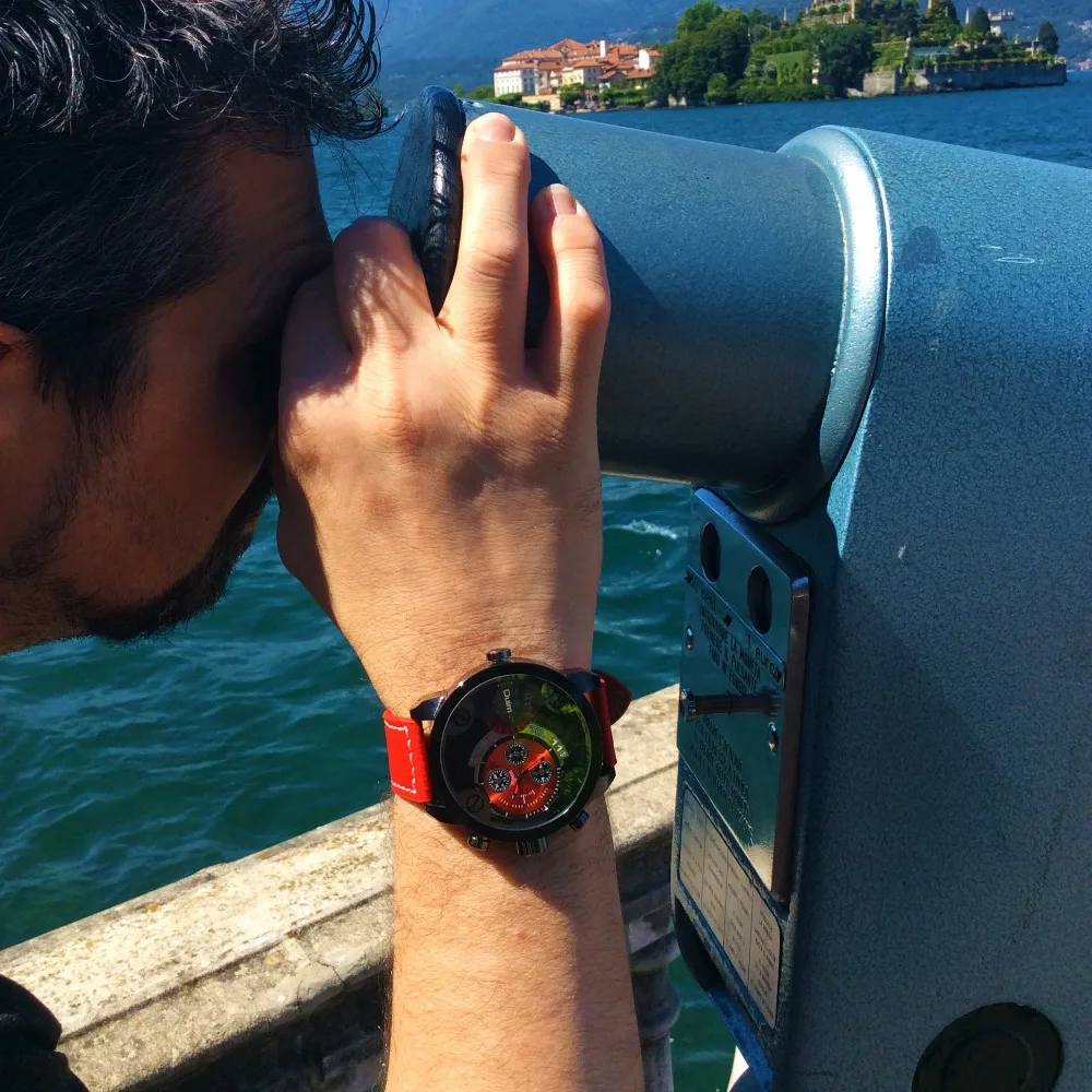 Часы Oulm Мужские с двумя часовыми поясами роскошные брендовые часы мужские