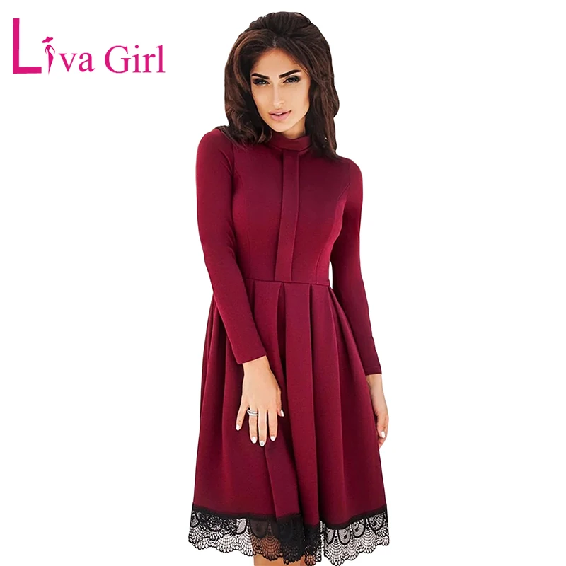 Платье женское кружевное вечернее с высокой талией и длинным рукавом|dress for|bodycon