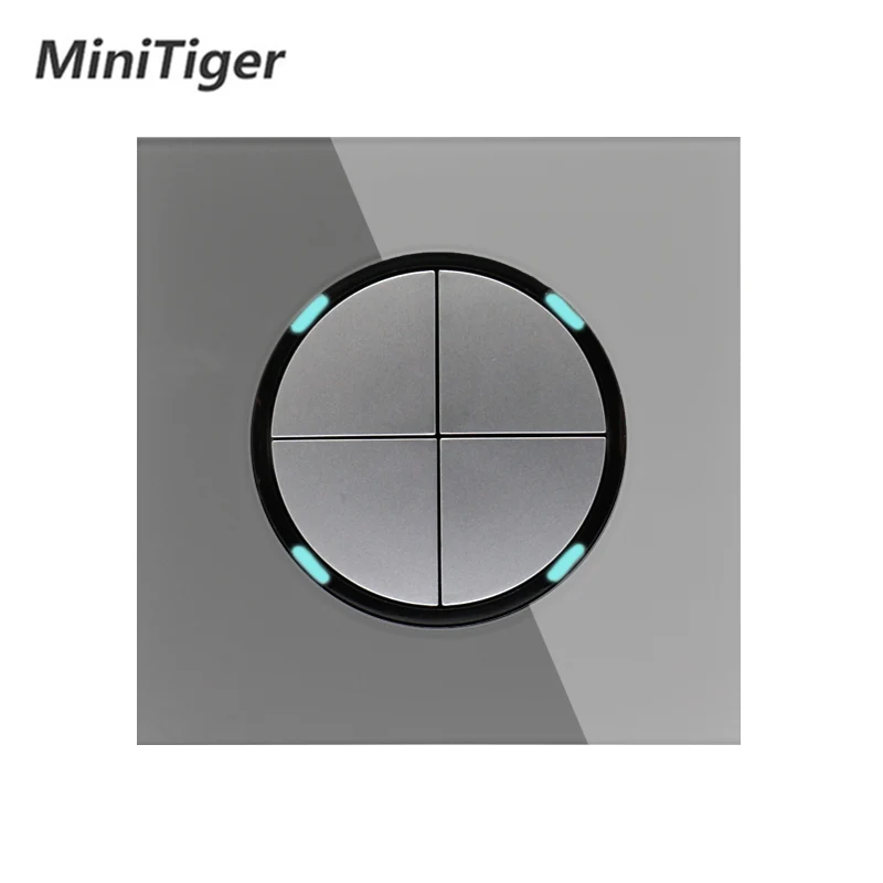 Minitiger Новое Поступление Хрустальная стеклянная панель 4 банды 1 способ серый