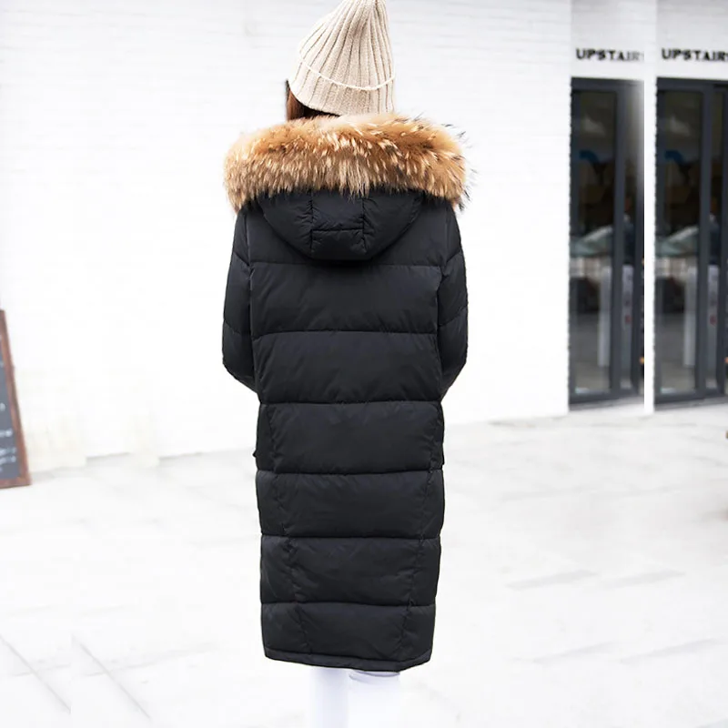 Зимняя парка 2018 женская зимняя куртка большие парки из натурального меха енота