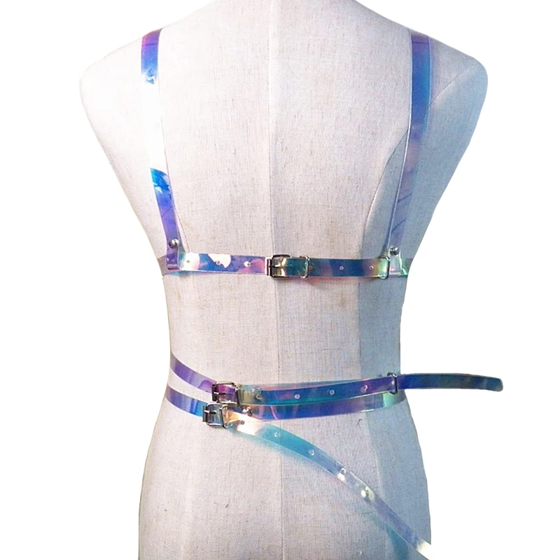 New Gothic Punk Harajuku PVC color leather Body Harness belts Bondage Top Bra Caged Leather metal O Ring Belts Waistband | Аксессуары
