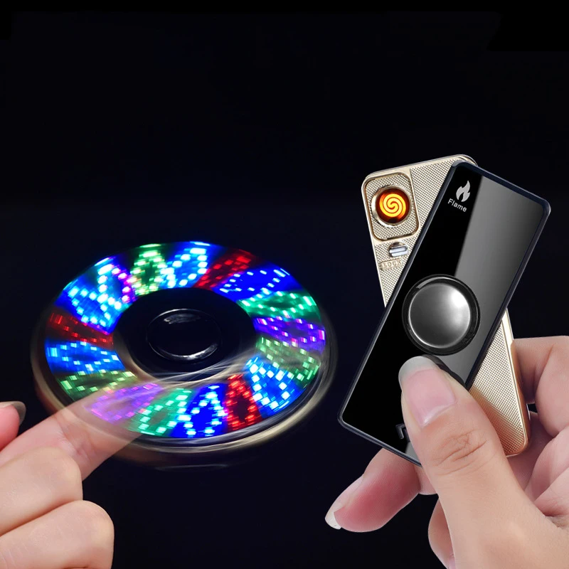 USB Зажигалка Spinner игрушечный гироскоп без газа пальцевая Игрушка Гироскоп флэш Tri