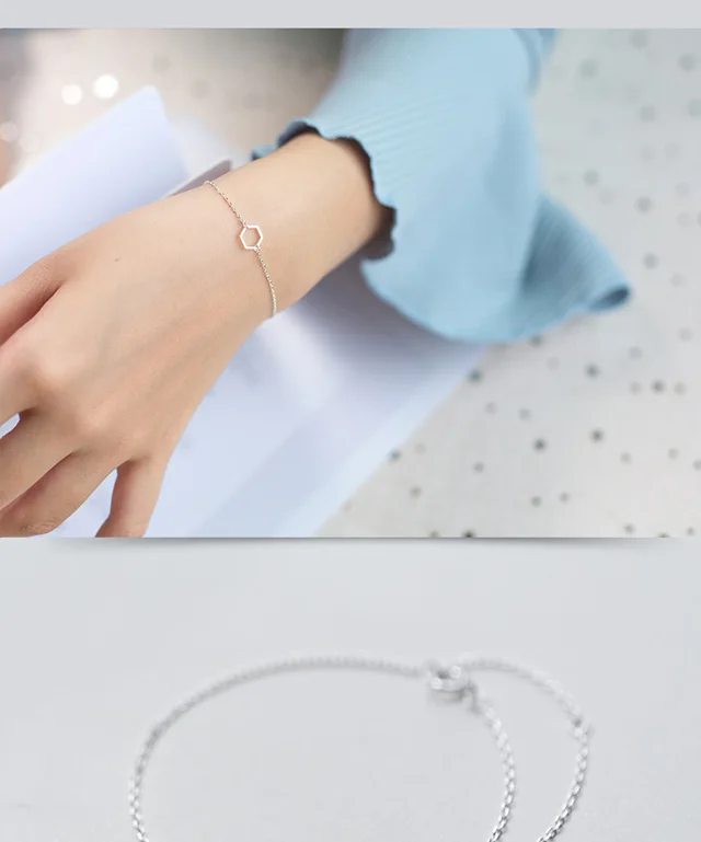 Trusta 925 пробы серебряные Модные женские ювелирные изделия полый браслет из шестиугольников 15 см для подарка девушки леди дропшиппинг DS308
