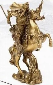 Китайский scy старинный Герой Гуань Гонг Юй катается на лошади * бронзовая