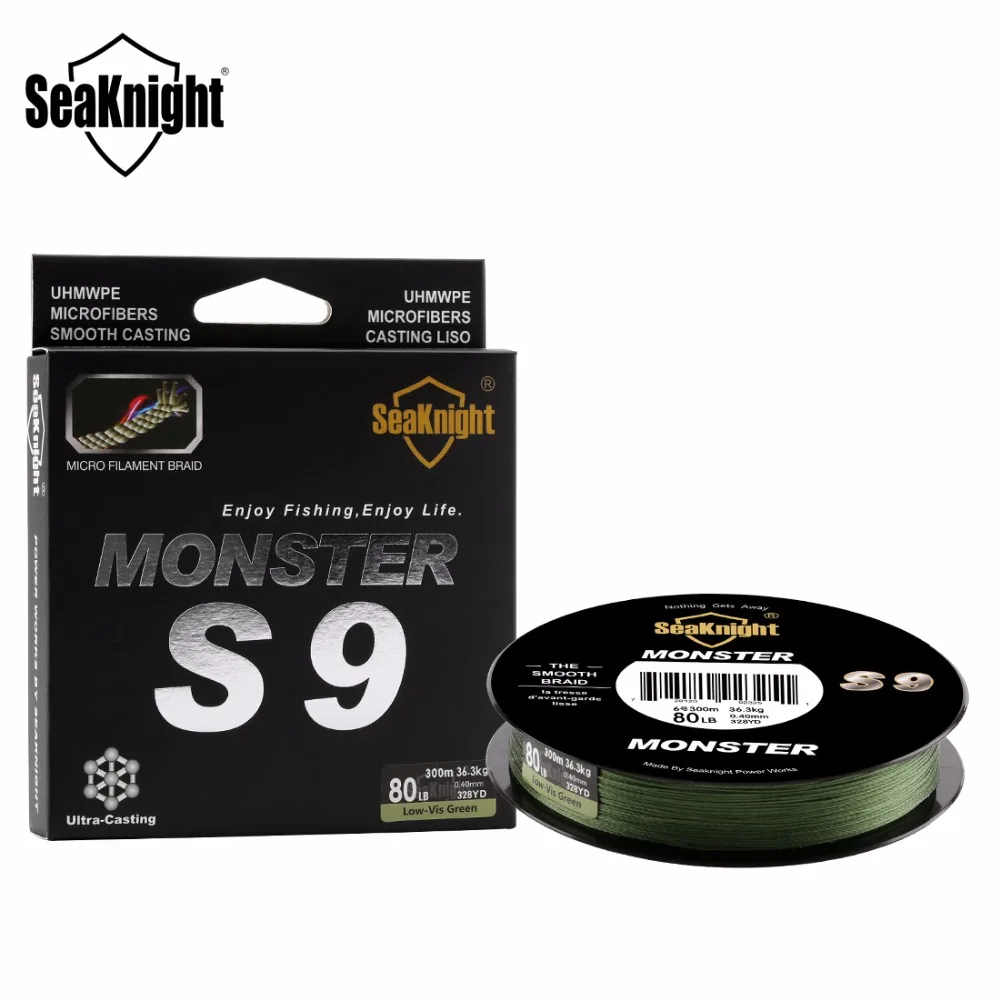 

Seaknight monster/manster s9 300 m spiral technology 9 strand braided weaves pe fishing line super strong soft 30-100lb marlin
