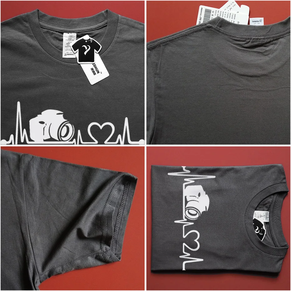 Новая камера сердцебиение спасательный круг Забавный принт футболка мужская