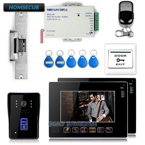 Дверной звонок HOMSECUR видеодомофон с ИК камерой и 2 мониторами|phone doorbell|video door phonevideo