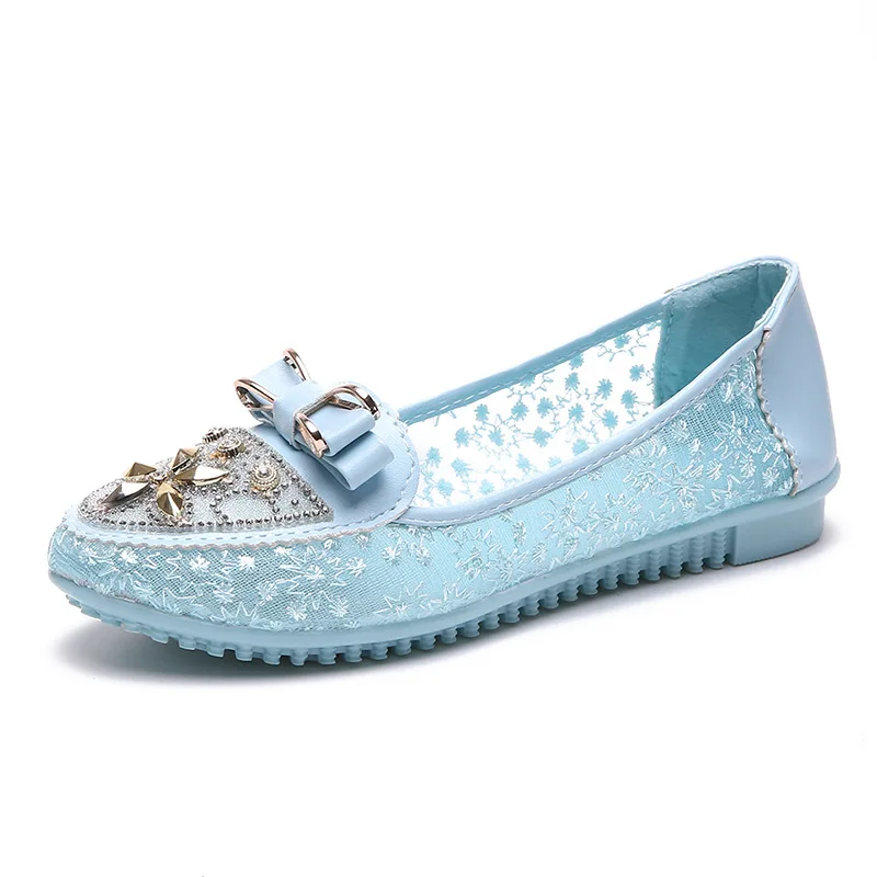 Сладкий шаблон женская обувь на плоской подошве мода Diamond металлический