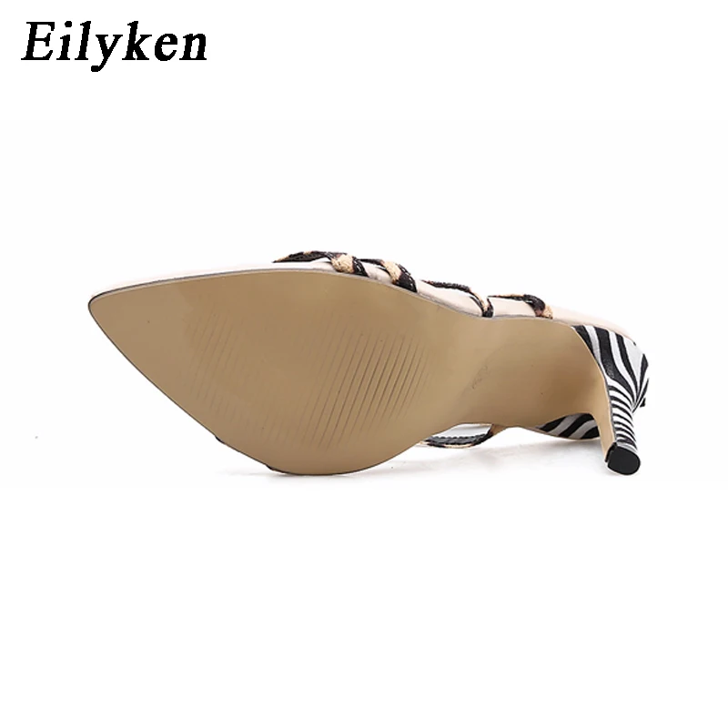 Eilyken/Новинка года; леопардовые женские сандалии с ремешками и пряжкой; женские вечерние босоножки на высоком каблуке-шпильке с открытым носком; Размеры 35-40