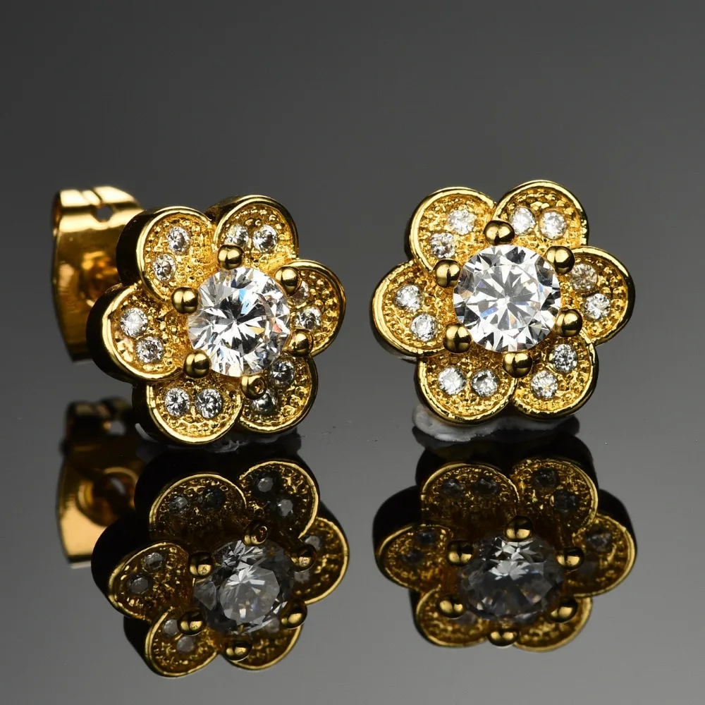 3A Цирконий Корейский Стиль Цветочный Дизайн Женщины Серьга Стержня Ювелирных