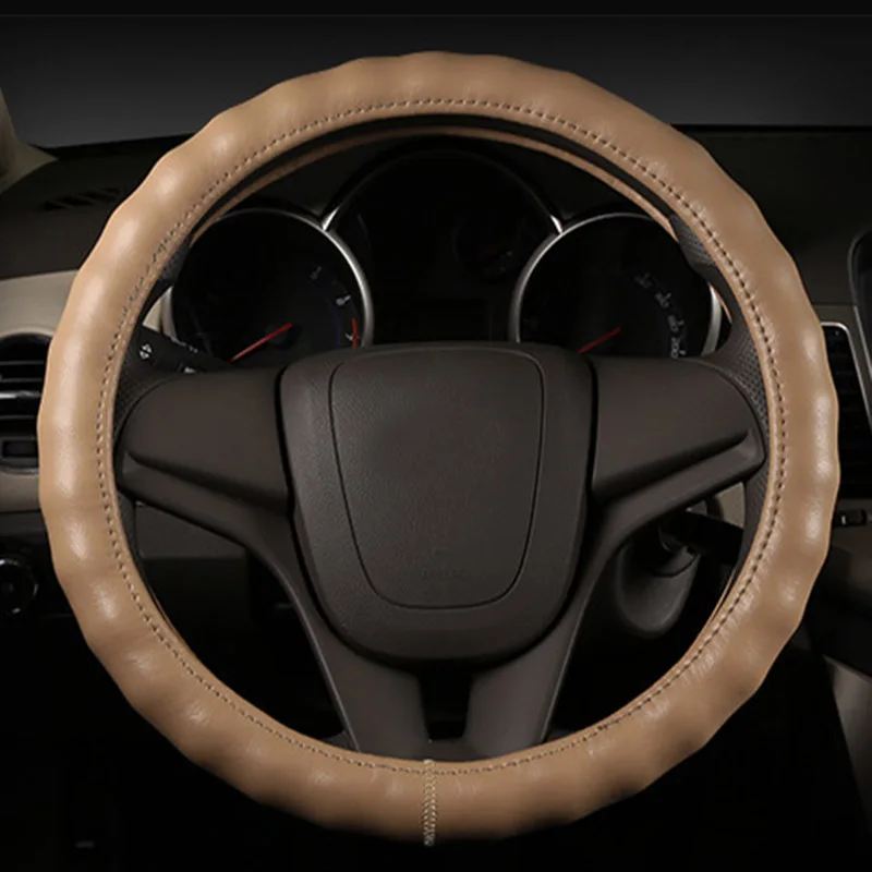 36-47cm Genuine Leather Auto Truck Bus Steering Wheel Cover For Daewoo Volvo Man Renault DAF Isuzu Mitsubishi Car Styling