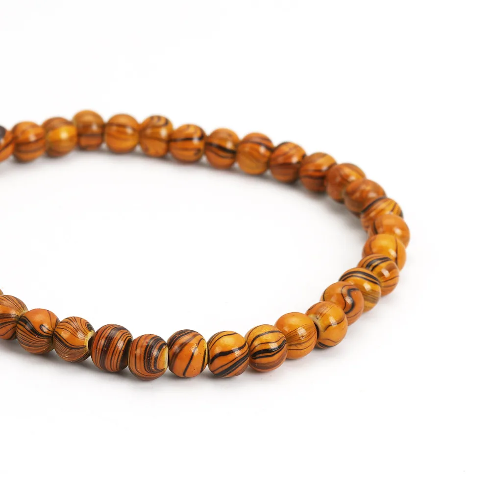 Doreen Box Wood Spacer Beads Round Orange Stripe About 10mm( 3/8&quot) Dia. - 9mm( 2 Strands (Approx 60 PCs/Strand) | Украшения и