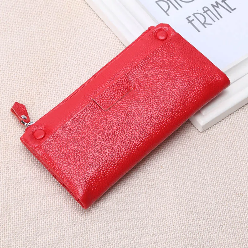 New Big Capacity Wallet Soft First Layer Cow Leather Wallets Real Genuine Lady Women Clutch Bag Zipper Purse|zipper purse|leather walletcow leather