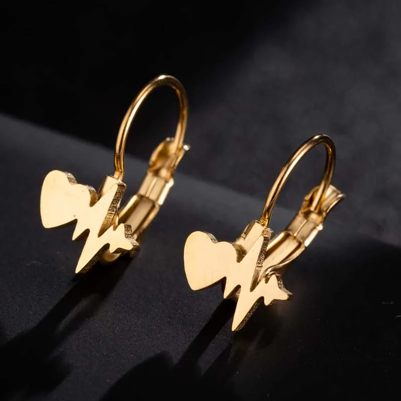 Heartbeat Earrings Hfarich современный небольшой круглый серьги для женщин из нержавеющей стали Дерево жизни Пальма паук покупки серьги-кольца - Окраска металла: Heartbeat Earrings