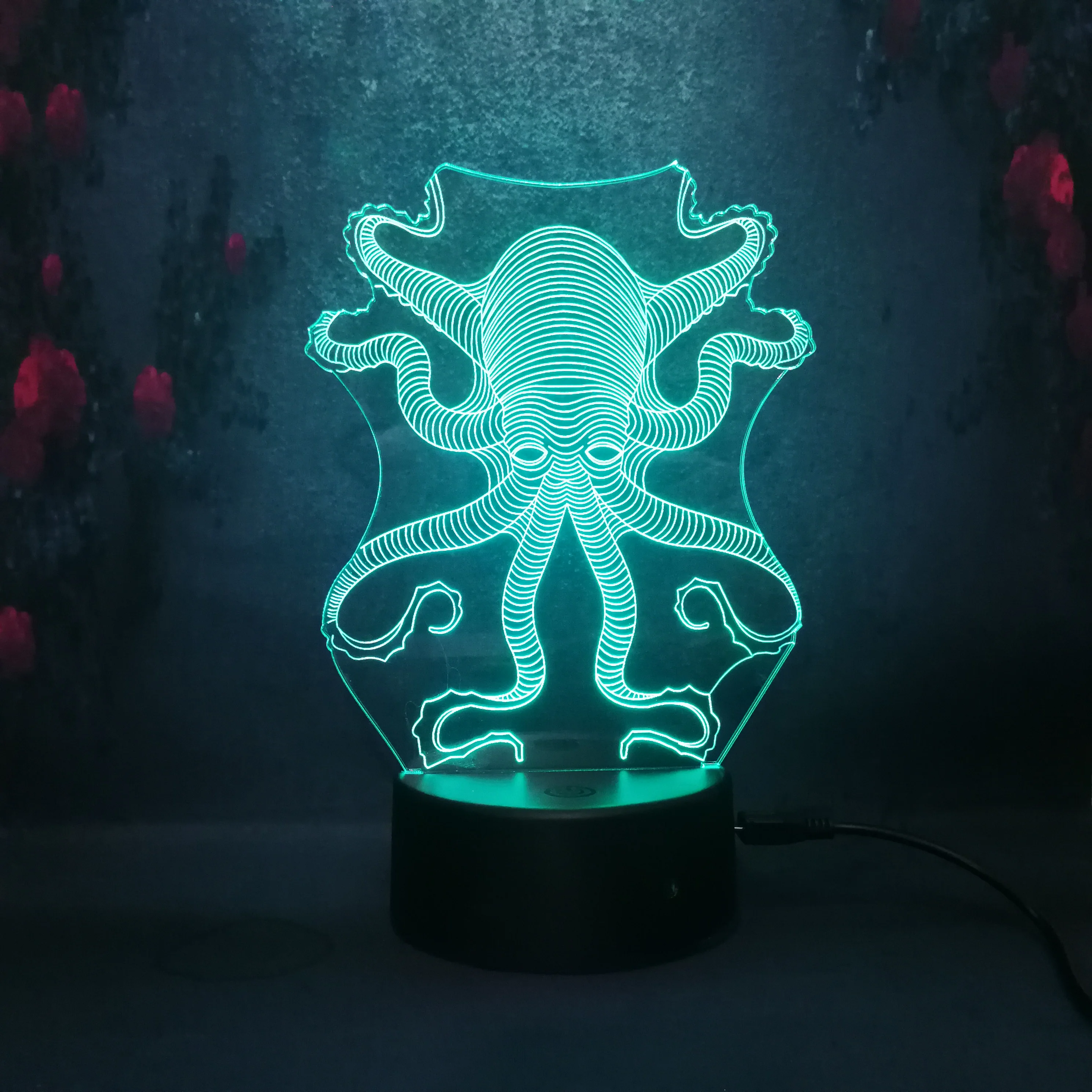 3D модель осьминога креативная лампа игрушка малыш 7 цветов блеск Ночник LED