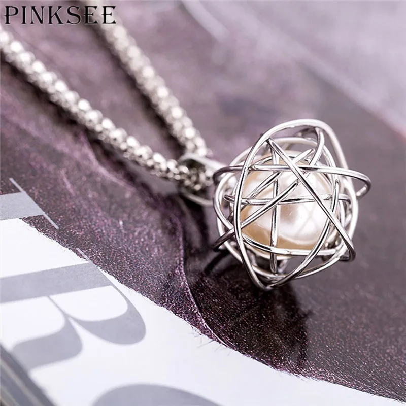 Ожерелье PINKSEE с подвеской из искусственного жемчуга полый сферической формы