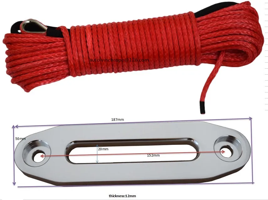 

Free Shipping Red 6mm*30m Winch Rope with 4500lbs Aluminium Hawse Fairlead,Synthetic Rope,Plasma Rope,ATV Winch Line
