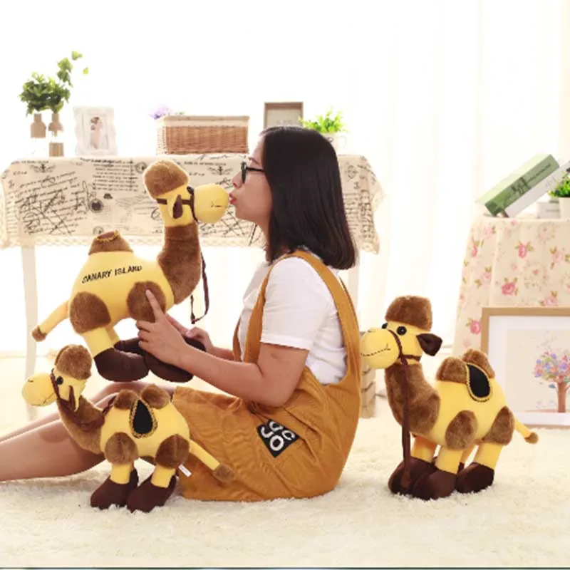 1pc 25-55cm 2 Patterns Real life Desert Camel figurine Plush stuffed camel dolls Home decoration sculptures Kid's Christmas gift | Игрушки