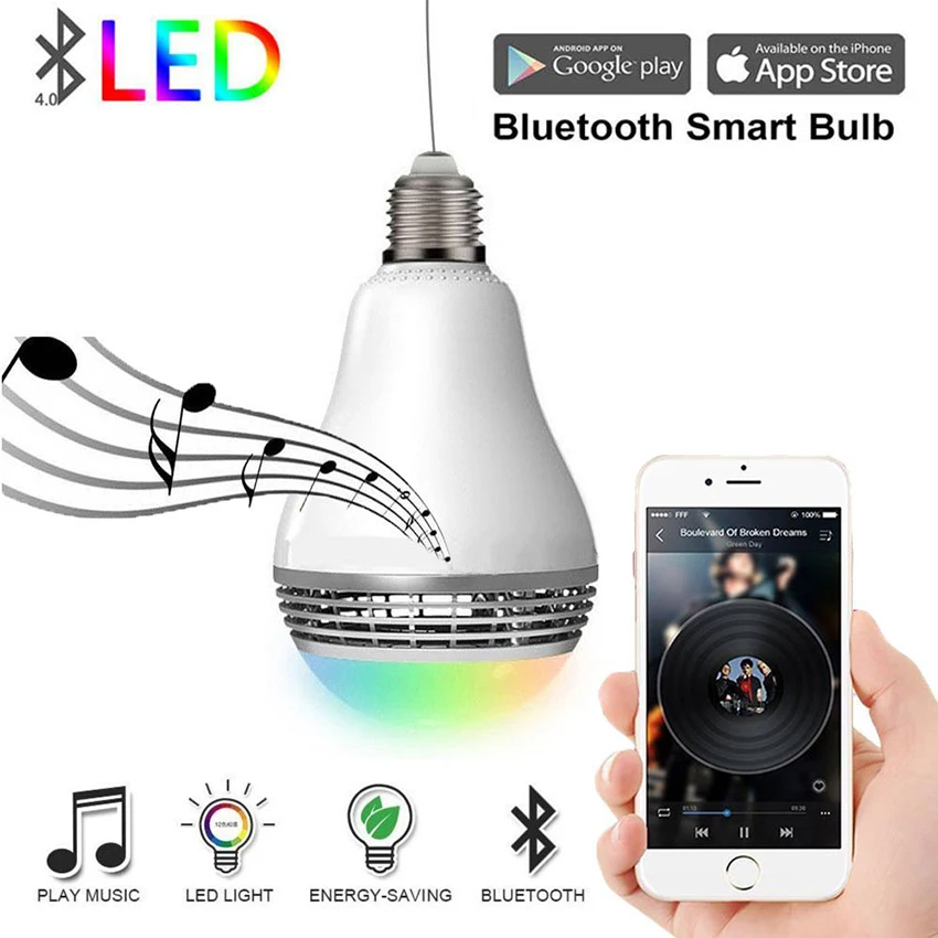 Светодиодная лампа E27 RGB беспроводная WIFI Bluetooth 4 0 с регулировкой