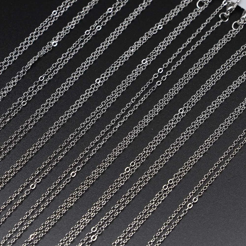 

12Pcs/Pack 40cm White K Gold Lobster Clasp Necklace Chain For DIY Jewelry Making Findings Accessories Bulk Wholesale