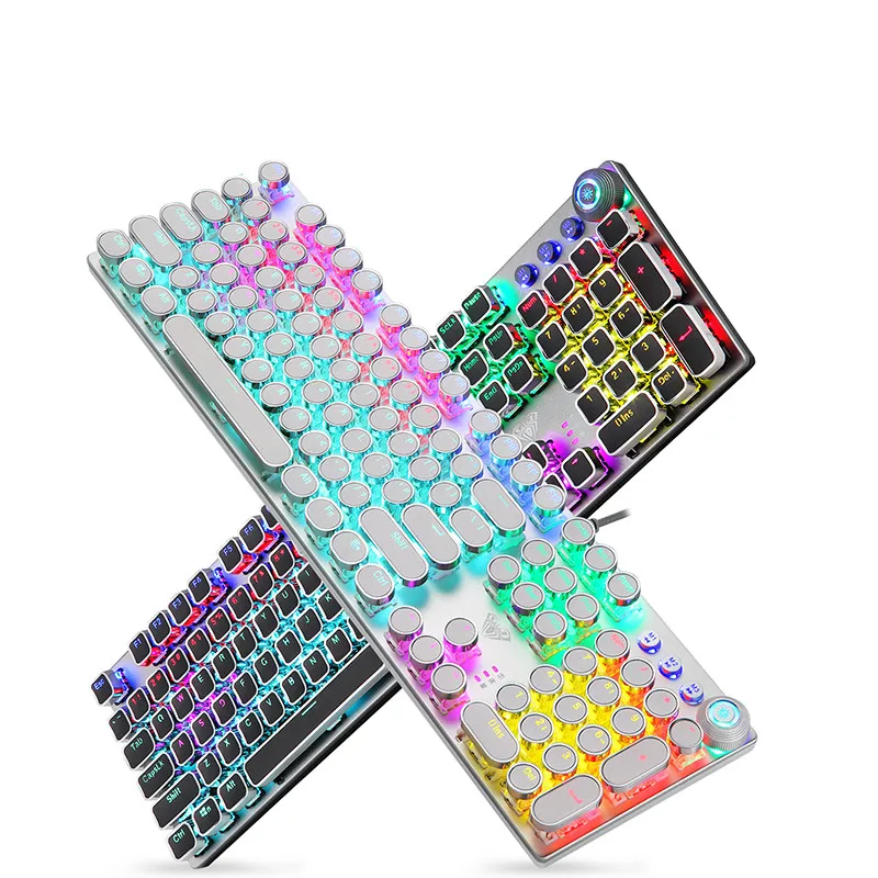 Игровая механическая клавиатура в стиле стимпанк с RGB подсветкой и защитой от