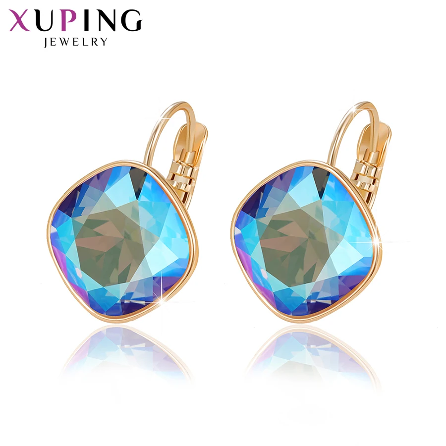 Xuping романтические серьги-кольца с кристаллами Swarovski золотого цвета, изысканные вечерние ювелирные изделия, подарок для женщин и девочек M76/M77/M78-20371