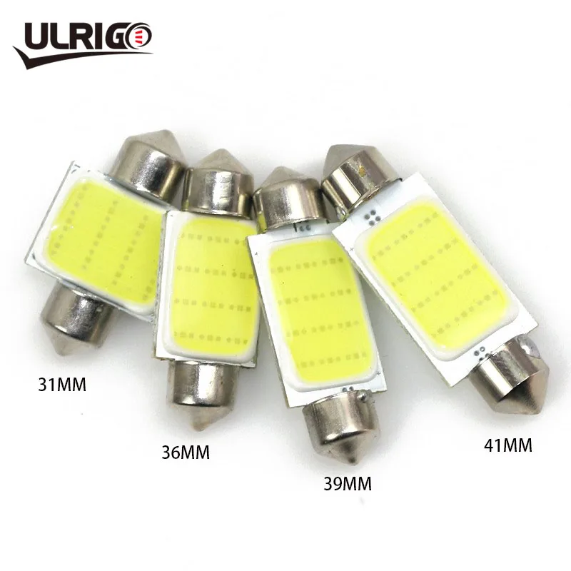 ULRIGO 10 шт. Super Blanc 31 мм 36 39 41 C5W 12 В COB LED Voiture Festoon Lumiere Dome lamp Auto Carte roof Ampoule|Сигнальная