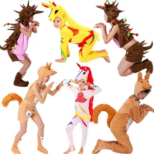 6 видов стилей костюмы животных для детей белка костюм Детская хвост костюм Ежик Хэллоуин, костюм на все тело, для вечерние