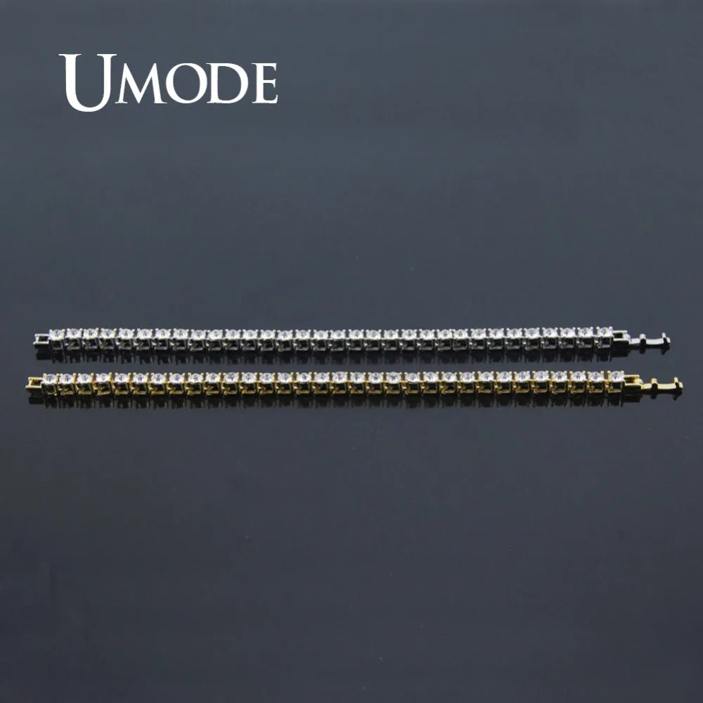 Новый модный браслет UMODE с цирконом для мужчин тенниса золотистый черный