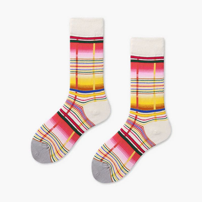 D3 Stripe gradient Геометрическая решетка крутая забавная Новинка уличная одежда Funky Crazy мужские термальные забавные носки хлопок счастливые женские мужские короткие носки для скейтеров - Цвет: D3 Stripe gradient
