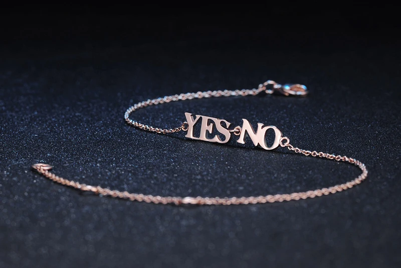 Женский браслет Yanleyu из розового золота с надписью YES NO Charm оптовая продажа