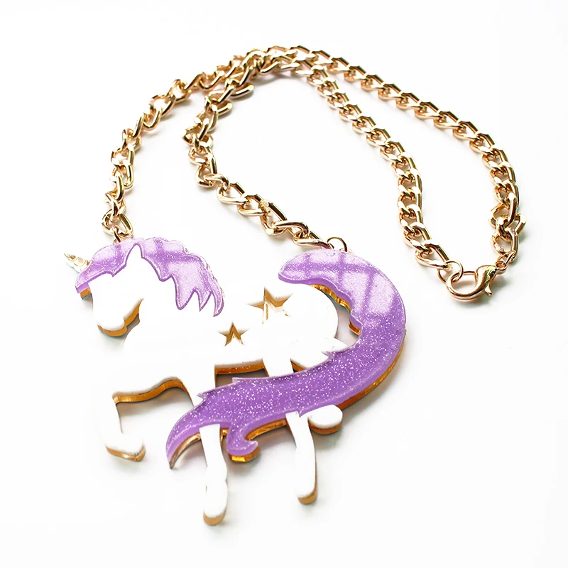 Модное большое акриловое ожерелье ISINYEE в виде единорога искусственной