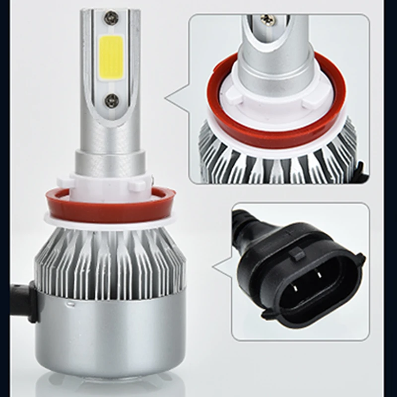 2pz All One C6 Auto Condotto il Faro H1 H3 H7 H11 H4 9005 9006 880 72 Вт/пара 7600LM/пара в Coppia 6000K Ha Lampadine|faro h4|faros h7h1
