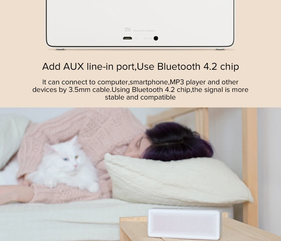 Xiaomi Bluetooth динамик HD стерео портативный беспроводной динамик квадратная коробка 2 V4.2 1200 мАч Aux линейный вход Hands-free с микрофоном