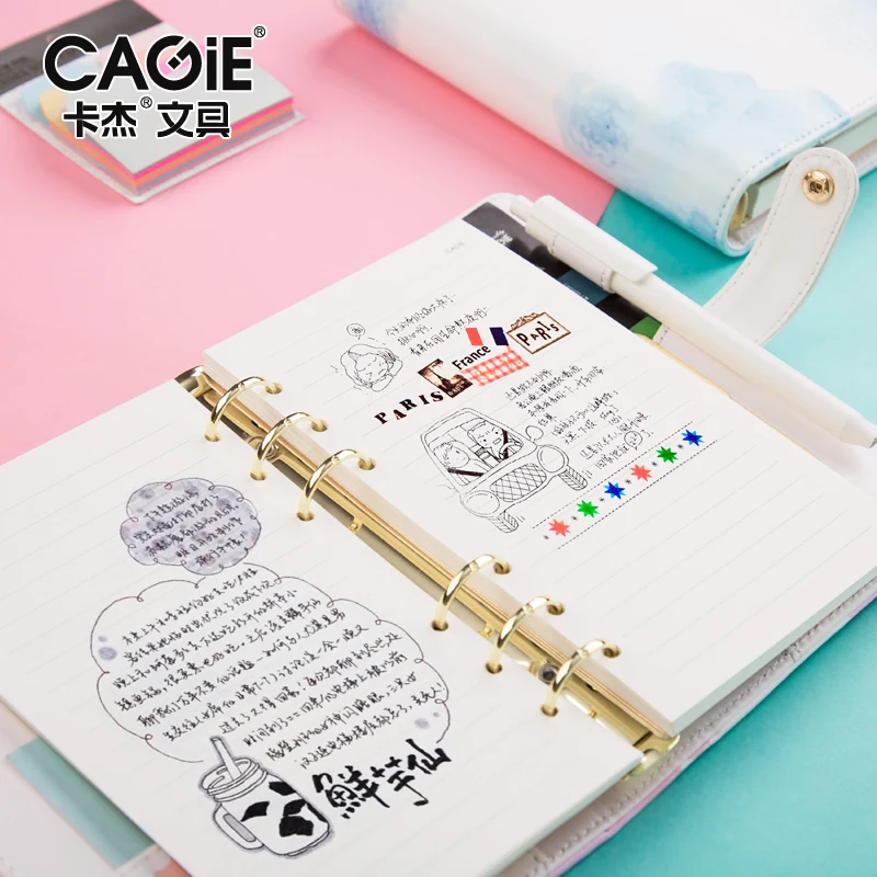 CAGIE a6 Binder Kawaii Тетрадь кожа милый планировщик Refiller журнал Intime Дневник для девочки