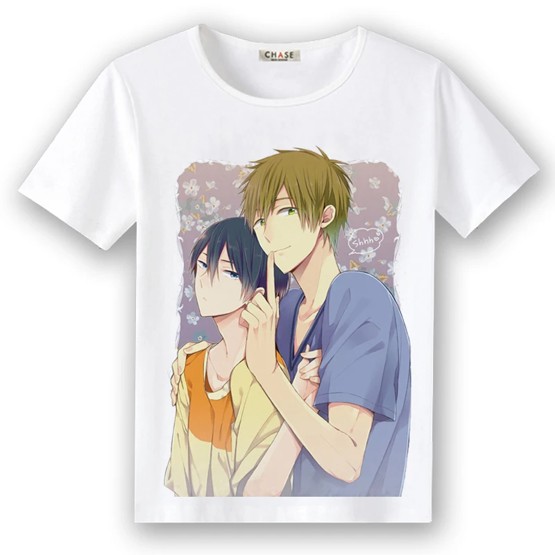 Унисекс аниме бесплатно! Высокая скорость! Футболка футболка Nanase Haruka Rin Matsuoka