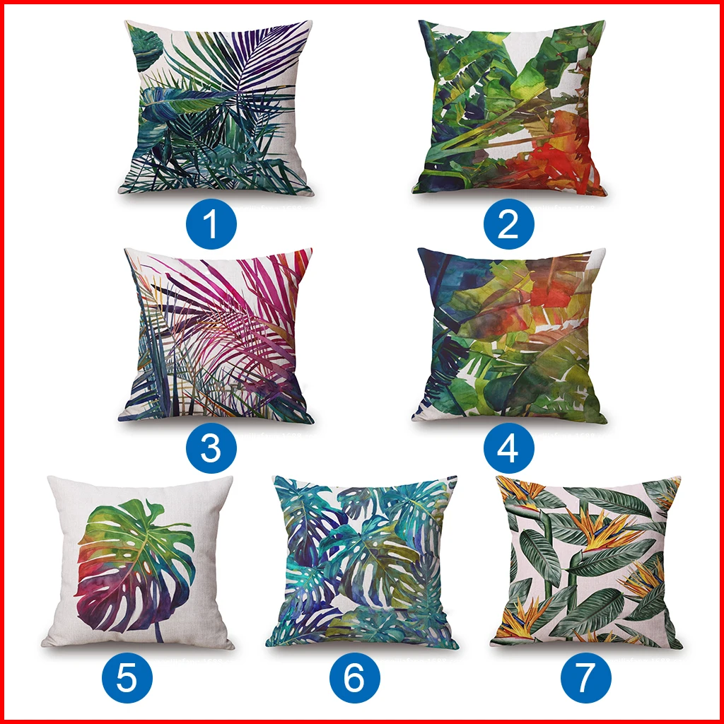 Африканское Тропическое растение наволочка с принтом зеленые листья льняные