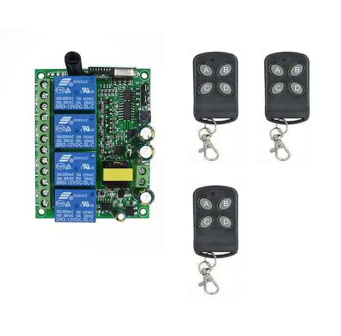 1 switch 3 remote 433 МГц AC220V Беспроводной РЧ пульт дистанционного управления Управление 220 V 4CH 4 канала переключатель интегральная схема передатчик DIY заменить часть инструмента - Цвет: 1 switch 3 remote