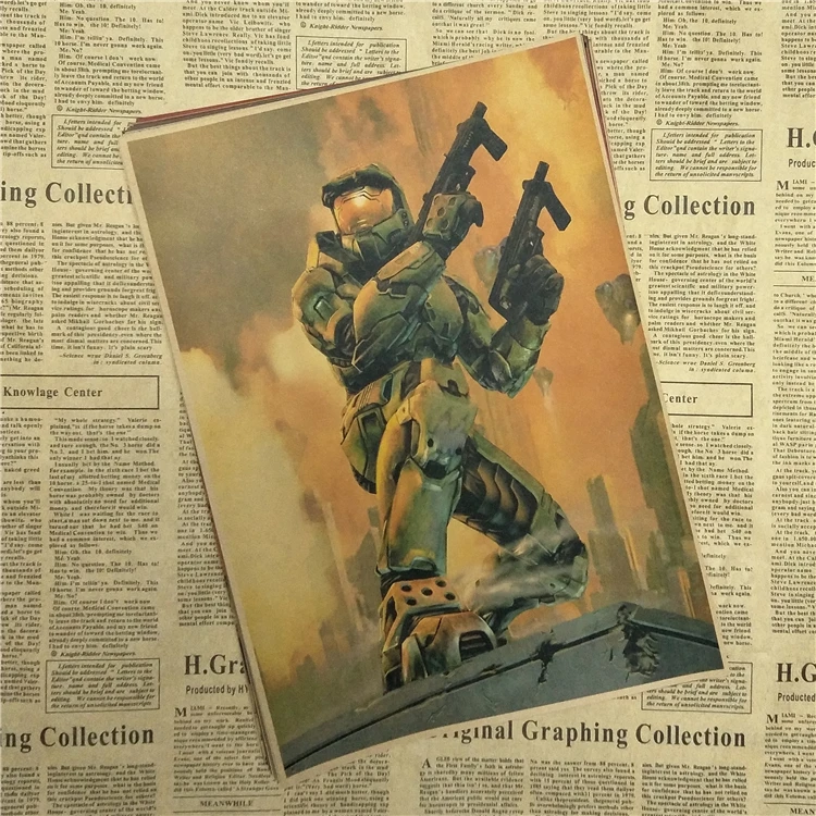 Винтажный основной плакат из крафт-бумаги HALO 4 5 guardions печатные видеоигры картинки
