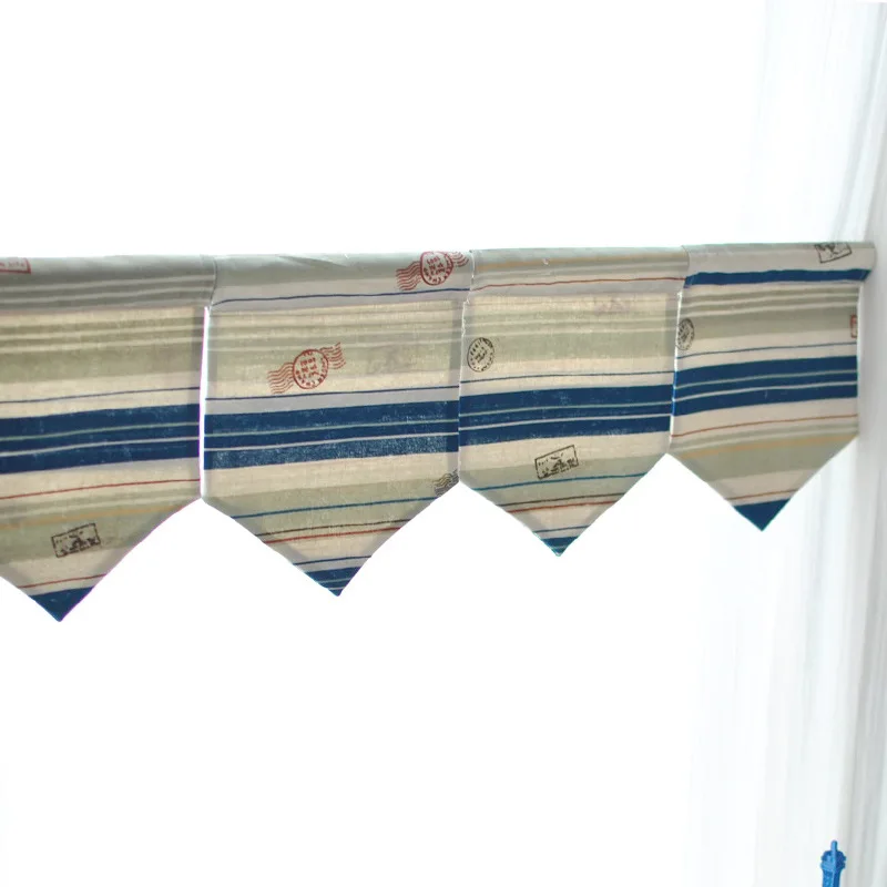 Короткие шторы в стиле ретро 4 шт./лот синюю полоску декоративные полузанавески