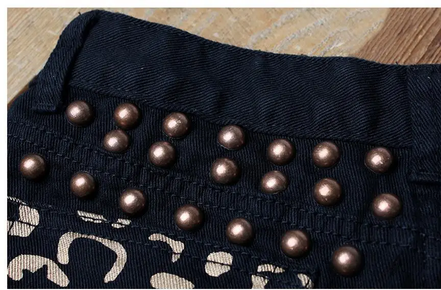 Женские джинсовые шорты K348 летние с высокой талией повседневные принтом и