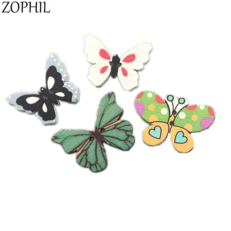ZOPHIL 50 шт. животные мультфильм игрушки с рисунком деревянные бабочки Колт