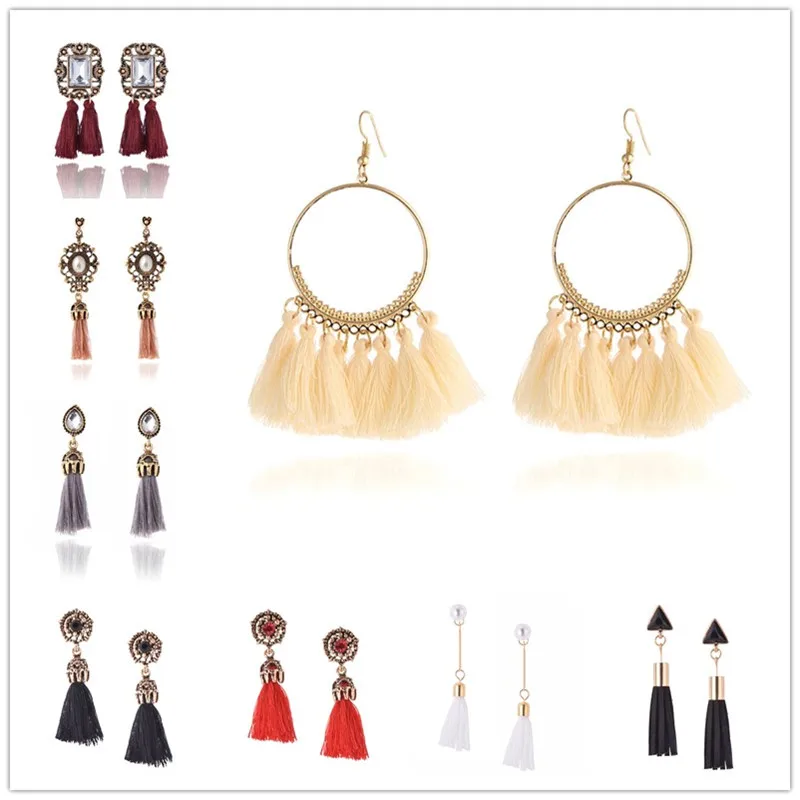 Женские винтажные серьги-кисточки ручной работы круглые серьги-капельки с