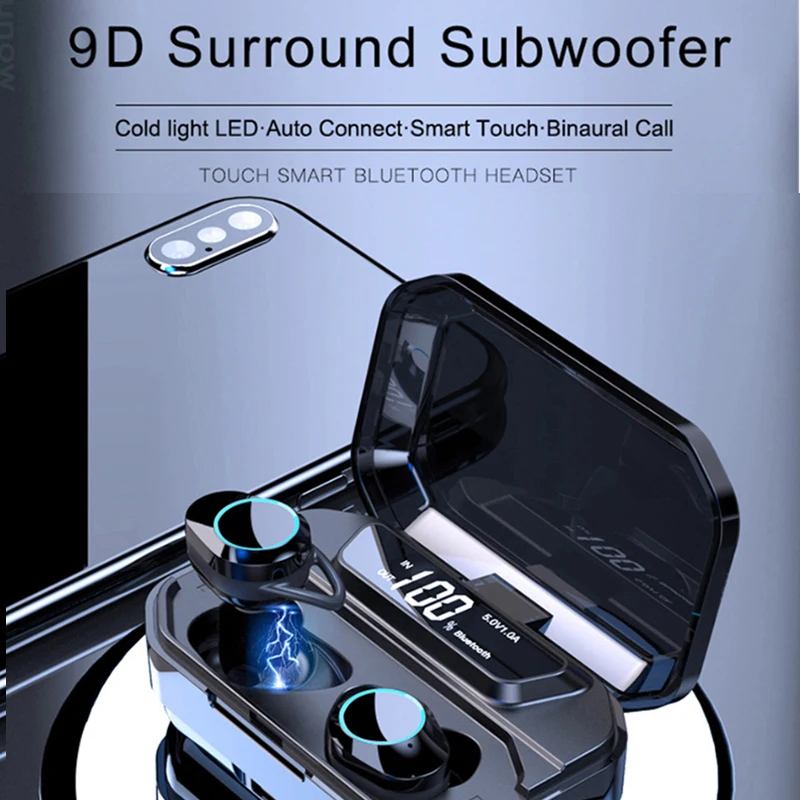 Беспроводные наушники Bluetooth игровая гарнитура водонепроницаемые 9D стерео G02 TWS
