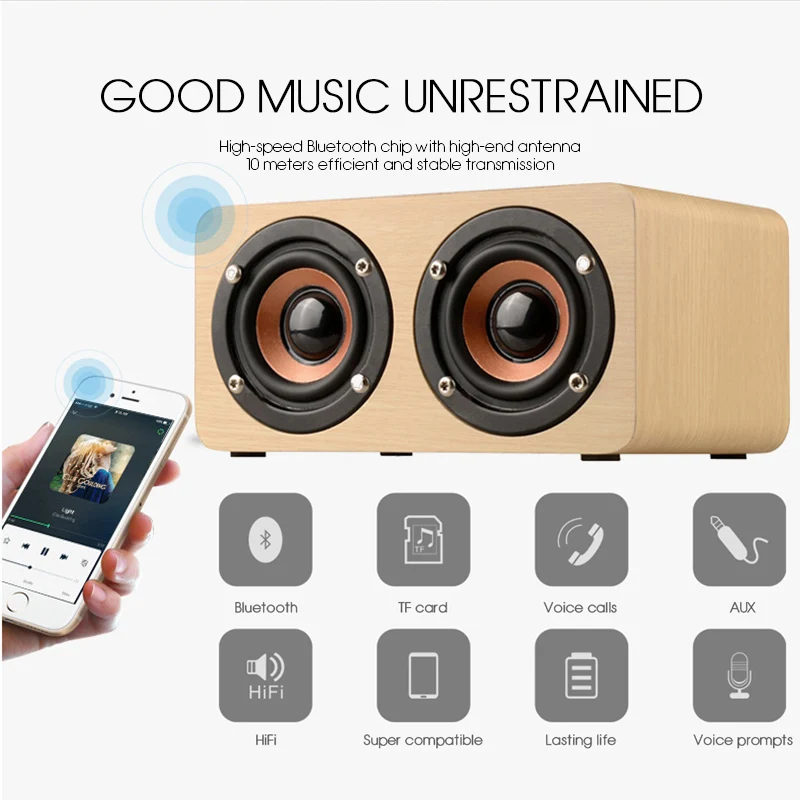 TOPROAD HIFI Деревянный беспроводной enceinte Блютуз динамик портативный двойной мини 3D