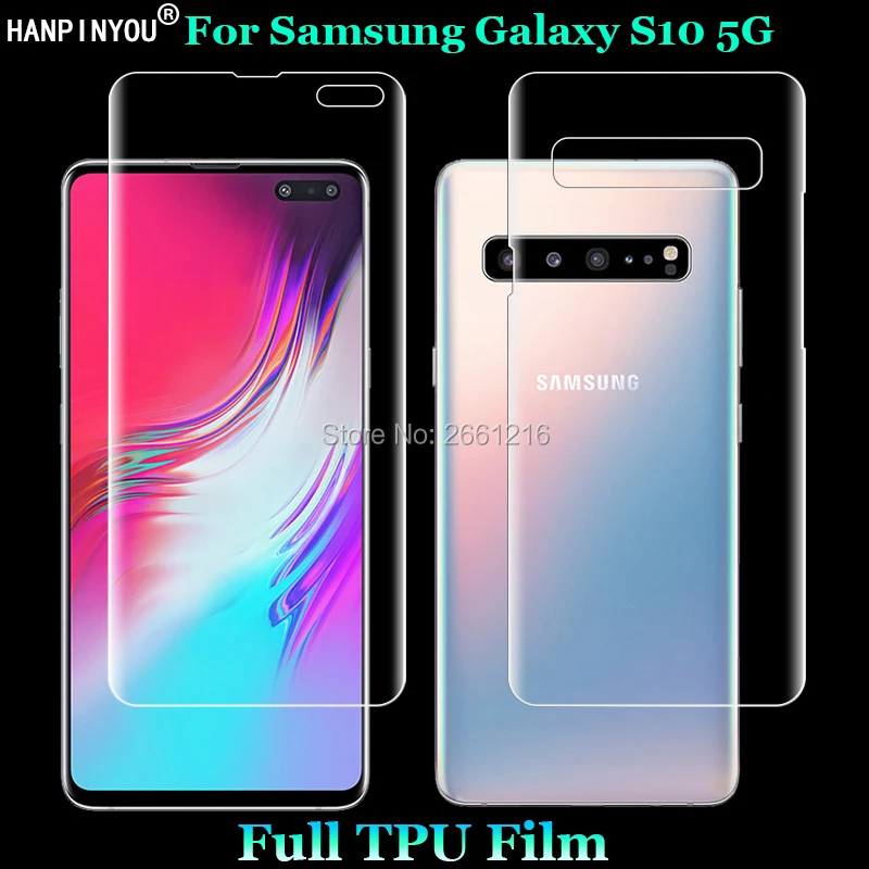 Защитная пленка для Samsung Galaxy S10, 2 шт. = Передняя и задняя тонкая мягкая Противоударная пленка из ТПУ для Samsung Galaxy S10, G977, 6,7 дюйма (не стекло)