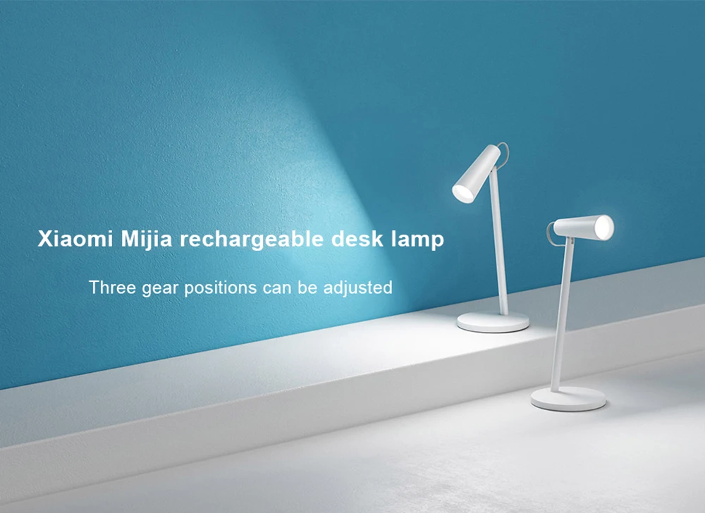 Оригинальная настольная лампа для зарядки Xiaomi Mijia, 2000 мА/ч, USB, перезаряжаемая, портативная, настольная, 3 класса, с режимами затемнения, ночной Светильник для чтения