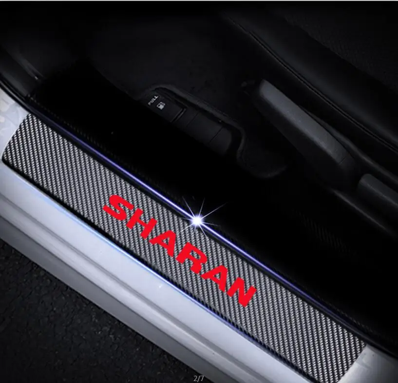 For Sharan Red Виниловые наклейки из углеродного волокна для Volkswagen VW Touareg Sharan, автомобильные аксессуары, защита порога, Накладка на порог - Название цвета: For Sharan Red