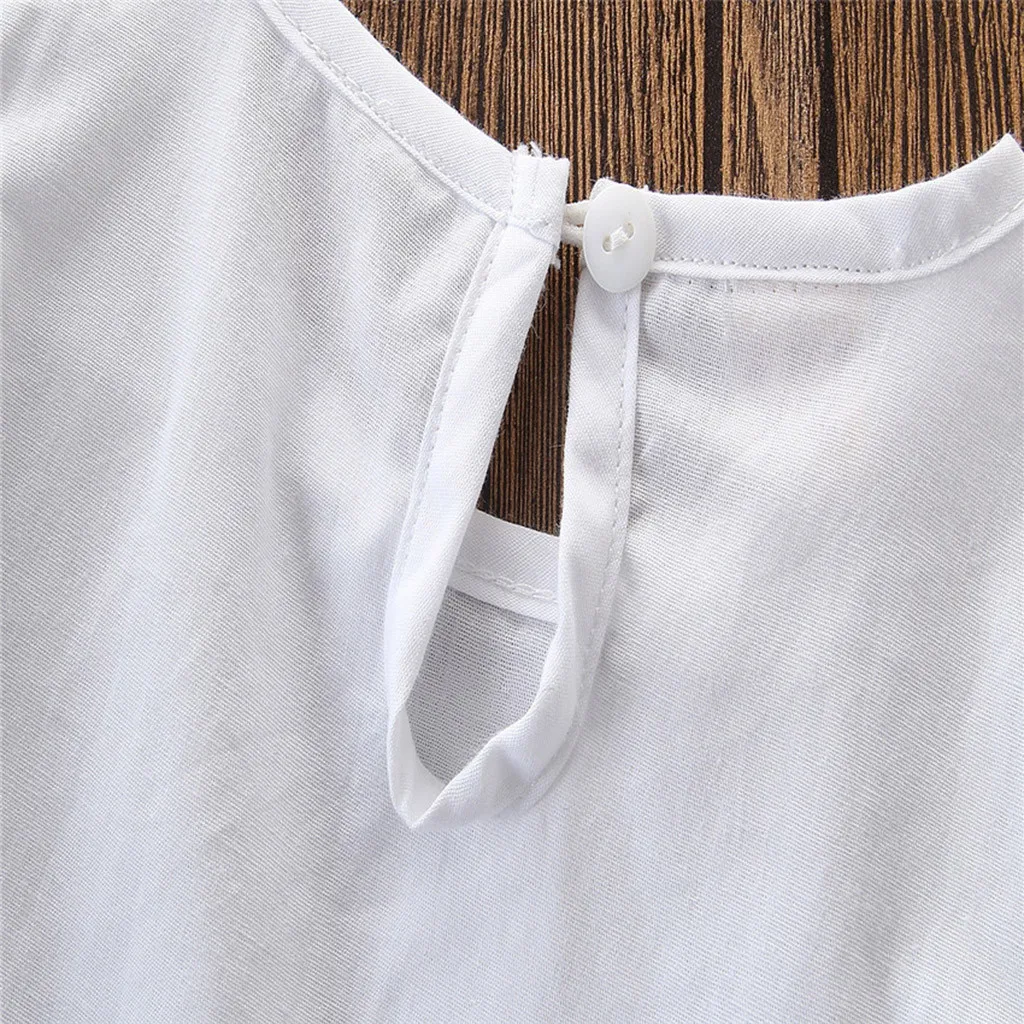 Летняя хлопковая футболка для маленьких девочек с оборками на рукавах длинные